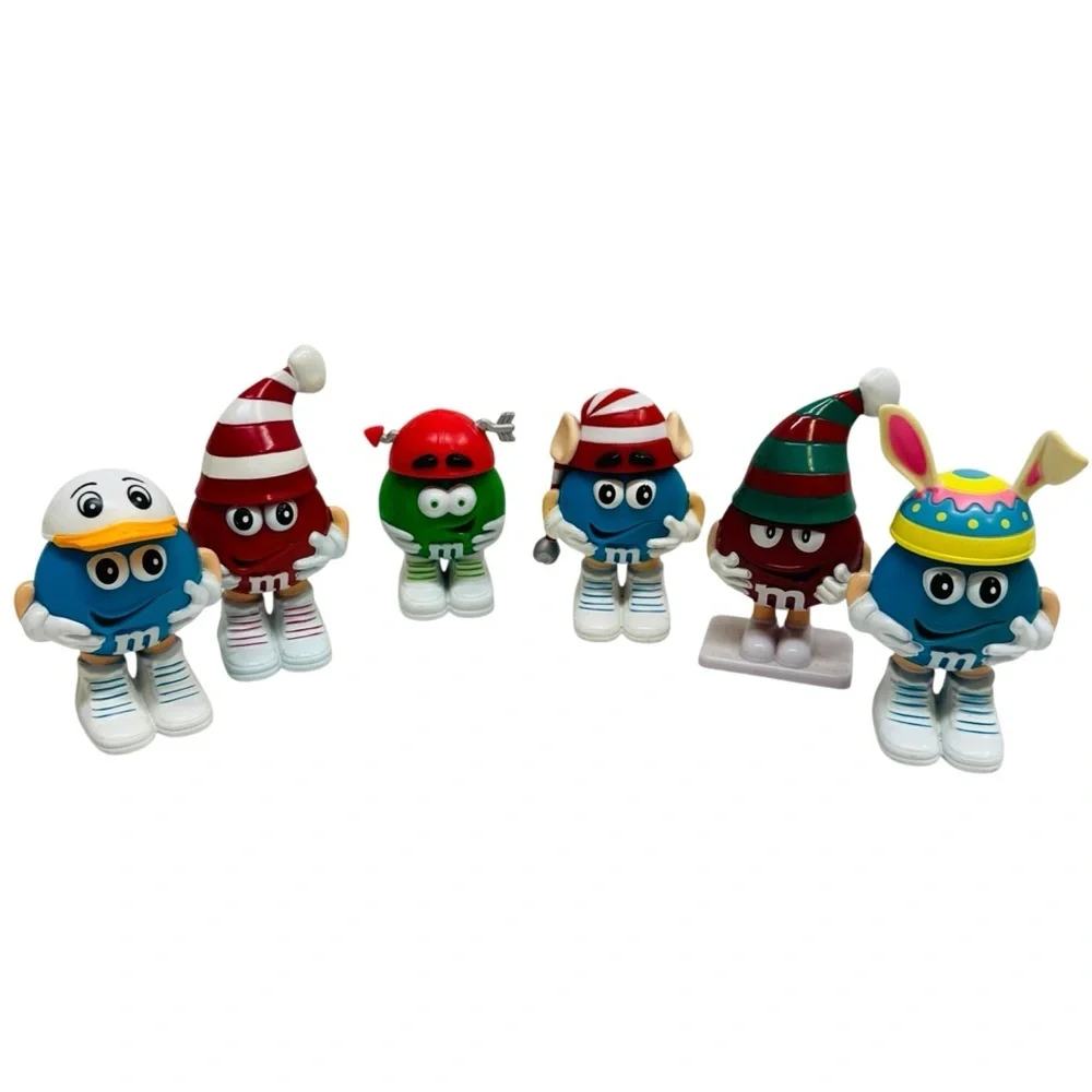 M&M Plastic Candy Containers & Toppers Lot Of 6 Mini M Ms M&Ms Christmas Easter - Picture 1 of 14